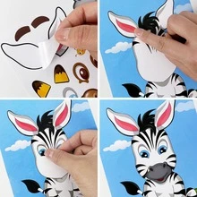 1 set Kertas Mainan Pendidikan Lucu Kartun Stiker Hewan Mainan Untuk Anak-anak - MultiWarna - View 4