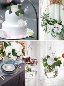 5/10/15/20/25/30pcs Real Looking Fake Roses With Stem For DIY Wedding Bouquets Centerpieces Arrangements Party Baby Shower Home Decorations OPP Bag Packaging (Excluding Box)Containing Three Leaves, Valentine Day, Gift Gifts Birthday Graduation - White - View 6