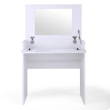 White Vanity Sets, Makeup Vanity Table with Flip up Mirror Bedroom Dresser Table Jewelry Storage - 白色 - 查看 2