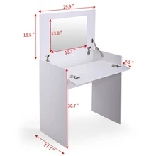 White Vanity Sets, Makeup Vanity Table with Flip up Mirror Bedroom Dresser Table Jewelry Storage - 白色 - 查看 8
