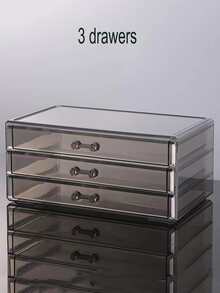 1 件亞克力透明抽屜式化妝品和珠寶收納展示架 - 高端完美桌面收納盒,適合口紅、眼影、氣墊和護膚品等美容產品 - 灰色 - 查看 7