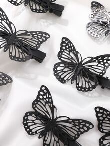 10pcs Punk Style Black Butterfly Hair Clips - Black - View 4