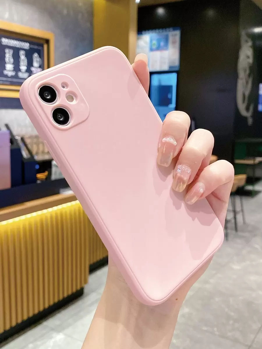 1pc Simple & Fashionable Light Pink Perforated Anti-Fall Matte Smartphone Case Compatible With Apple/Redmi/OPPO/VIVO/Transsion/ Waterproof Shockproof Scratch Resistant - Baby Pink - View 1