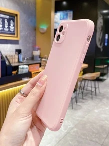 1pc Simple & Fashionable Light Pink Perforated Anti-Fall Matte Smartphone Case Compatible With Apple/Redmi/OPPO/VIVO/Transsion/ Waterproof Shockproof Scratch Resistant - Baby Pink - View 4