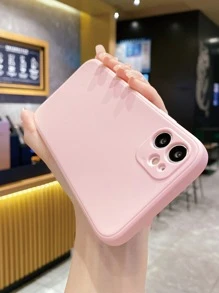 1pc Simple & Fashionable Light Pink Perforated Anti-Fall Matte Smartphone Case Compatible With Apple/Redmi/OPPO/VIVO/Transsion/ Waterproof Shockproof Scratch Resistant - Baby Pink - View 5