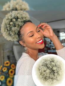 Afro Puff Drawstring Ponytail Extension For Women, Premium Black 1B# Short Synthetic Afro Ponytail For Natural Hair, Clip On Kinky Curly Bun(Medium, Large), Halloween - Ombre - View 1
