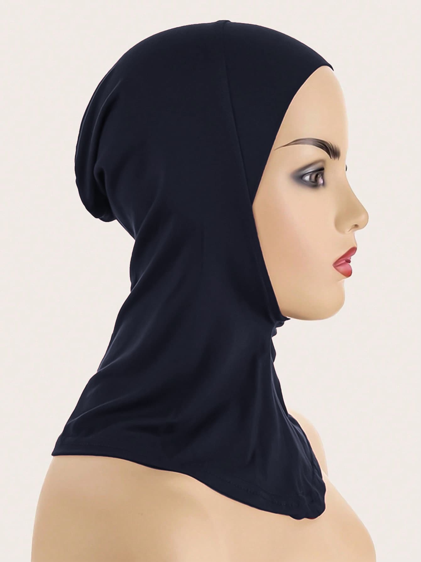 Awegeo 1 chiếc khăn xếp co giãn màu trơn cho nữ, mũ len thể thao thường ngày đạp xe ngoài trời - Màu xanh hải quân - Xem 1