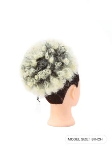 Afro Puff Drawstring Ponytail Extension For Women, Premium Black 1B# Short Synthetic Afro Ponytail For Natural Hair, Clip On Kinky Curly Bun(Medium, Large), Halloween - Ombre - View 2