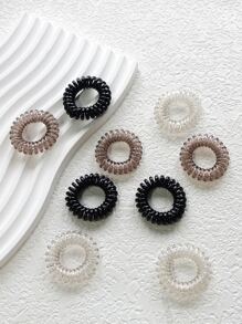 9pcs Solid Coil Wire Hair Tie - Multicolor - View 1