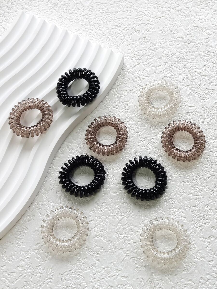 9pcs Solid Coil Wire Hair Tie - Multicolor - View 1