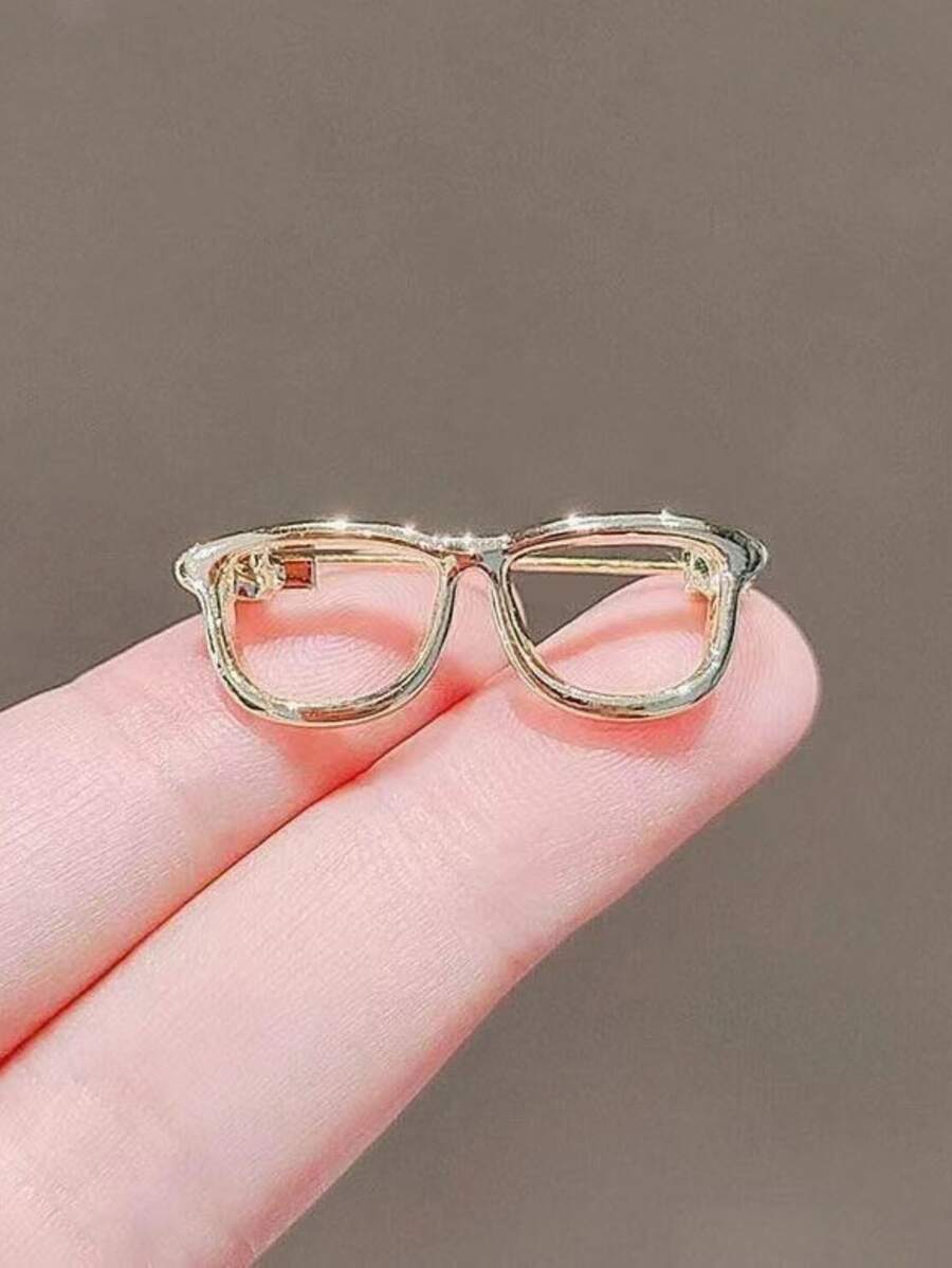 眼镜防滑夹，适用于衣服领口，别针设计，多功能胸针，小众设计 - 金色 - 查看 1