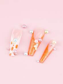 Mixed Size & Color Round Pearl Beads Nail Art Decorations, 300pcs Pastel Nail Art Charms Dreamy Manicure Accessories - Multicolor - View 4