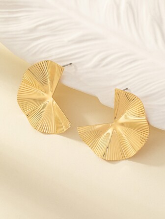 時尚個性化扇形金屬質感耳環