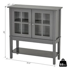 HOMCOM Coffee Bar Cabinet, Modern Sideboard Buffet Cabinet, Kitchen Cabinet with 2 Glass Doors, Adjustable Inner Shelving and Bottom Shelf, Grey - Màu xám đen - Xem 4