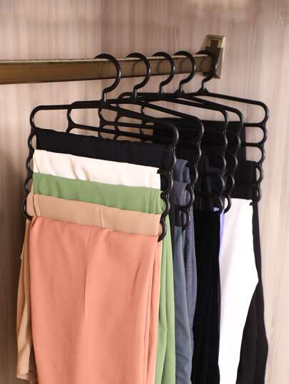 1pc 5-layer Plastic Multifunctional Pants Hanger For Storing Ties Scarves And Pants