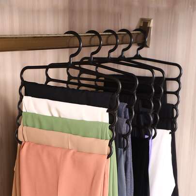 1pc 5-layer Plastic Multifunctional Pants Hanger For Storing Ties Scarves And Pants