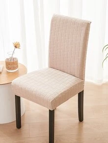 1入組絲絨提花圖案四通用氨綸椅套,加厚,可水洗,防塵,防污 - 米色 - 查看 2
