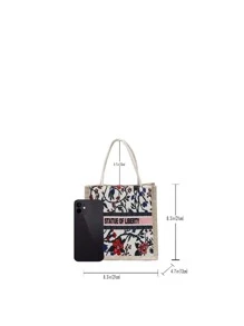 Fashionable Flower Printed Handbag, Camping Bento Bag, Lunch Bag - Multicolor - View 4