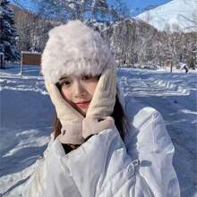 1對衍縫手套,新款觸控式螢幕風格帶加厚透氣襯墊,合適適用於兩者男士和女士在日常生活冬天,灰色