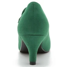 Women's Kitten Heel Pumps Round Closed Toe Mid Low Heels Ankle Strap Dress Office Work Bridal Wedding Party Shoes - 綠色 - 查看 5