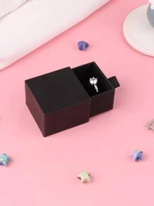 1入組簡約風和時尚訂婚戒指盒帶抽屜 - 黑色 - 查看 5