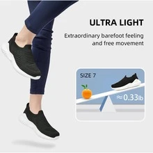Walking Shoes for Women - Slip on Memory Foam Lightweight Sneakers - Đen và trắng - Xem 3