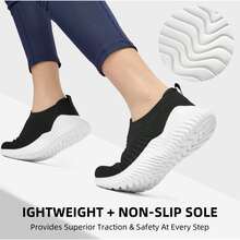 Walking Shoes for Women - Slip on Memory Foam Lightweight Sneakers - Đen và trắng - Xem 4
