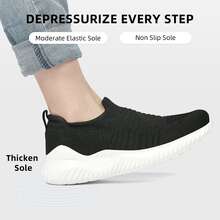 Walking Shoes for Women - Slip on Memory Foam Lightweight Sneakers - Đen và trắng - Xem 5