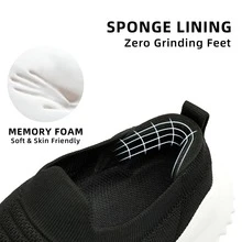 Walking Shoes for Women - Slip on Memory Foam Lightweight Sneakers - Đen và trắng - Xem 6