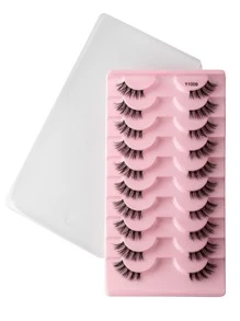 Mi nửa mắt, 10 cặp mi giả dày và bắt chéo 8-12mm, mi giả đuôi mắt, mi giả dài, mi giả dùng hàng ngày, mi giả, mi giả, mi giả - màu đen - Xem 4