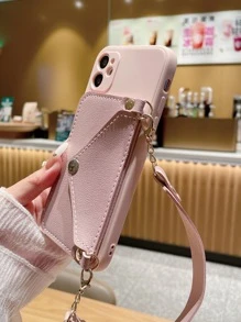 Tarjeta Bolso adorno Funda para móvil con acollador - Rosa Pálido - Ver 5