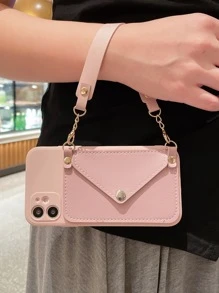 Tarjeta Bolso adorno Funda para móvil con acollador - Rosa Pálido - Ver 1