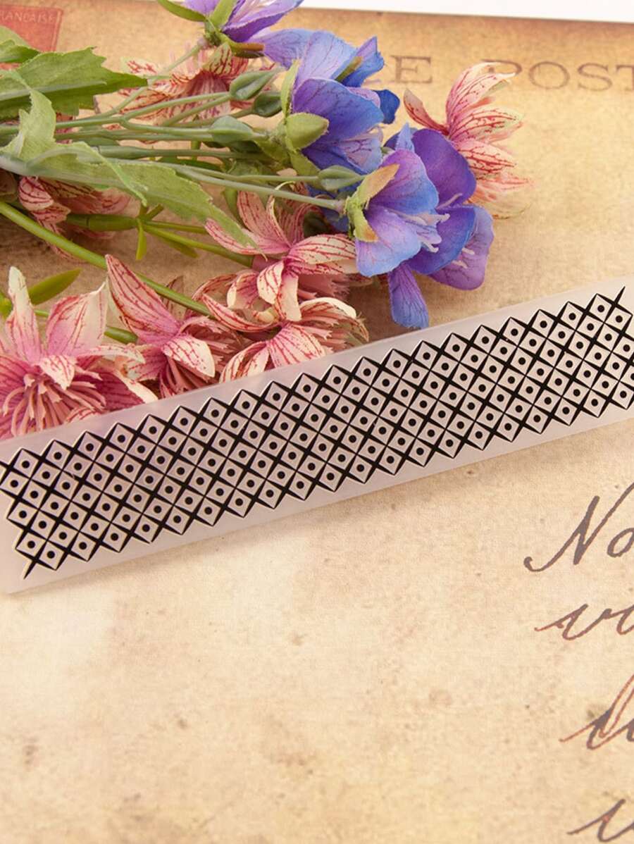 1pc Transparent Plastic 15cm Small Grid Embossed Template - Clear - View 1
