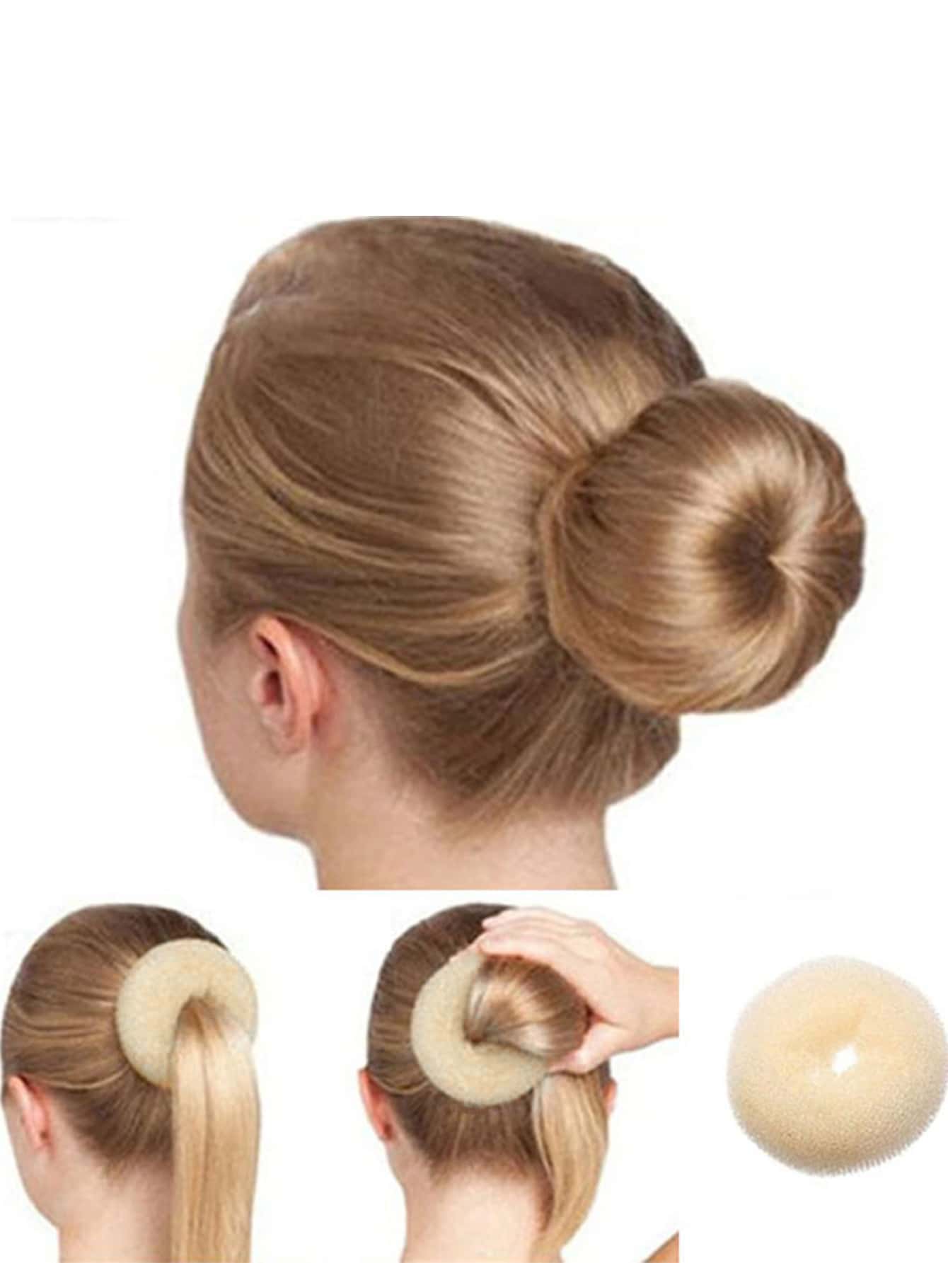 1pc 6cm Diameter Donut Hair Bun Maker, Fashionable Hair Accessory For Making Chignon And Bouffant Hairstyles - Beige - View 1