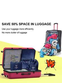 7入組拉杆箱裝袋,kingdalux旅遊裝袋有洗衣袋,壓縮收納鞋袋,衣物內衣收納袋,男女適用 - 藏蓝色 - 查看 5