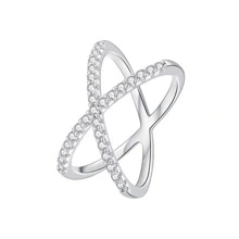 bamoer 莫桑石交叉婚戒適合女士,莫桑石可堆疊X定情戒指婚禮精細的首飾類