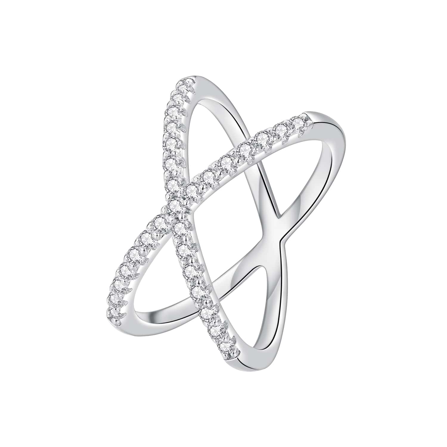 bamoer 莫桑石交叉婚戒適合女士,莫桑石可堆疊X定情戒指婚禮精細的首飾類