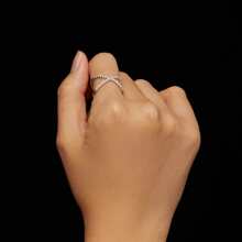 bamoer 莫桑石交叉婚戒適合女士,莫桑石可堆疊X定情戒指婚禮精細的首飾類