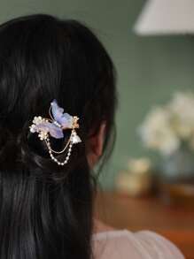 1入組藍色蝴蝶髮夾 - 藍色 - 查看 2