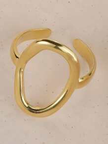 1pc Minimalist Geometric Titanium Steel Ring With Adjustable Opening, Asymmetrical Shape Index Finger Ring - Gold - View 2