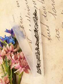 1pc Transparent Plastic 15cm Leaf Embossing Template - Clear - View 5