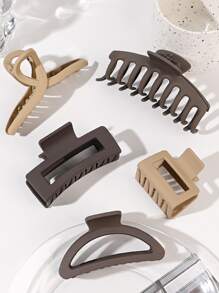 5pcs/set Matte Coffee Color Criss Cross Shaped Hair Clips - Multicolor - View 1