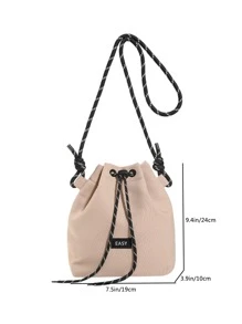 Fashion Bucket Bag Women's Nylon Cloth Bag Lightweight Casual Drawstring Bucket Bag Thick Rope Shoulder Crossbody Bag