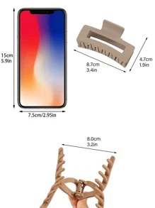 5pcs/Set Matte Gray Criss Cross Hair Claw Clip Set In Neutral Coffee Tones Casual Hair Clips Hair Jaw Clip Hair Clamps Hair Clutch Hair Catcher Clip, School Stuff, College Fall Winter Hair Accessories For Women For Vacation Outfits Woman - Multicolor - View 4