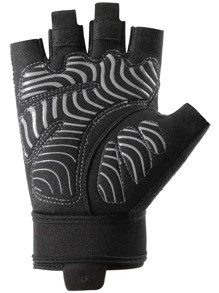 1pair Gym Exercise Protection Non-slip Half Finger Gloves Shock-absorbing Training Gloves - Grey - View 3