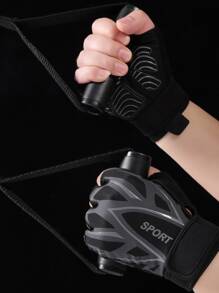 1pair Gym Exercise Protection Non-slip Half Finger Gloves Shock-absorbing Training Gloves - Grey - View 5