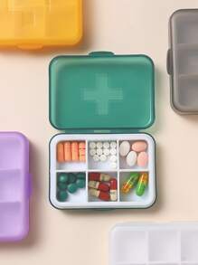 1pc Portable Sealed Medicine Organizer With 4 Compartments, Moisture-proof Pill Storage Box, Travel Pill Case - Green - View 11