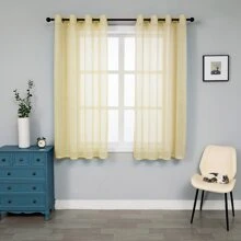 2 Tấm Chắc Chắn Sheer Thanh Túi Màn Voile Drap cho Nhà Bếp Phòng Ngủ Trẻ Em Phòng Khách - Màu vàng - Xem 2