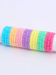 100pcs Baby Girls Polyester High Elasticity Hair Tie For Daily Decoration - Multicolor - View 5