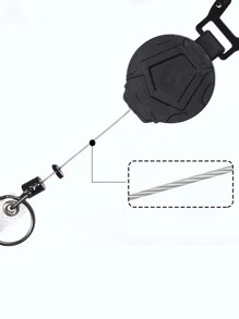 Móc khóa có thể thu vào dành cho nam, Người giữ huy hiệu Carabiner hạng nặng - màu đen - Xem 4